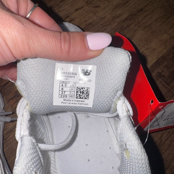 New Balance Kids' White and Silver Sneakers - Picture 3 of 3